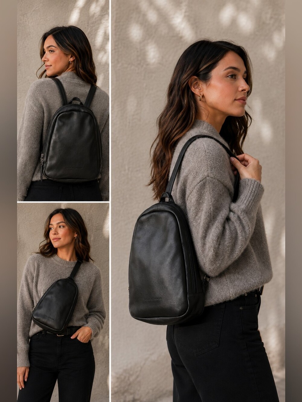 Derek Alexander Black Leather Sling Bag Is Unisex